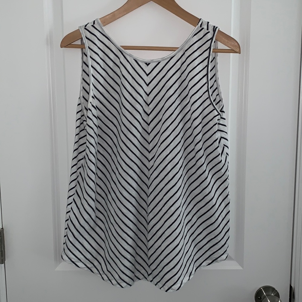 LOFT Outlet swing tank black and white striped bow back detail size L